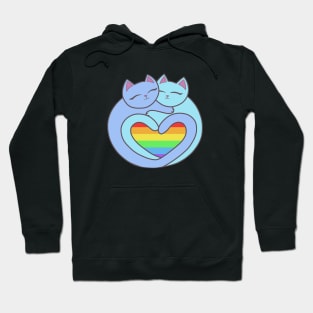 Rainbow Pride Flag Heart Cats Kawaii Hoodie